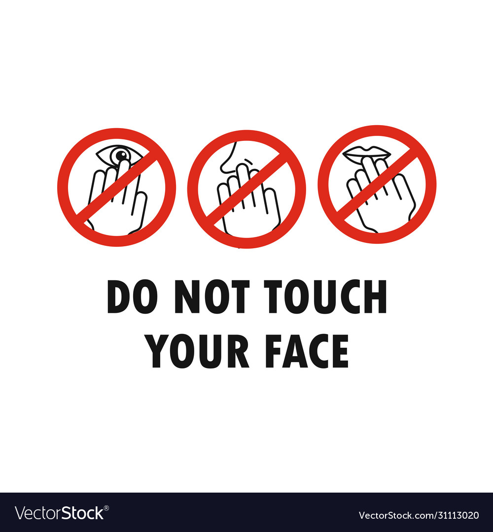 Set do not touch your face icon simple black