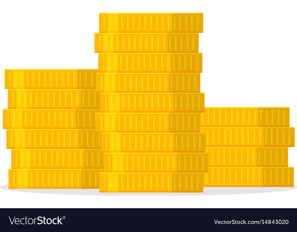 Stack of gold coins in a flat style Royalty Free Vector