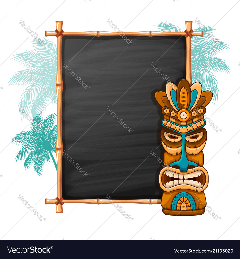 Tiki Mask And Bamboo Frame Royalty Free Vector Image Tiki Mask And Bamboo Frame Vector Image