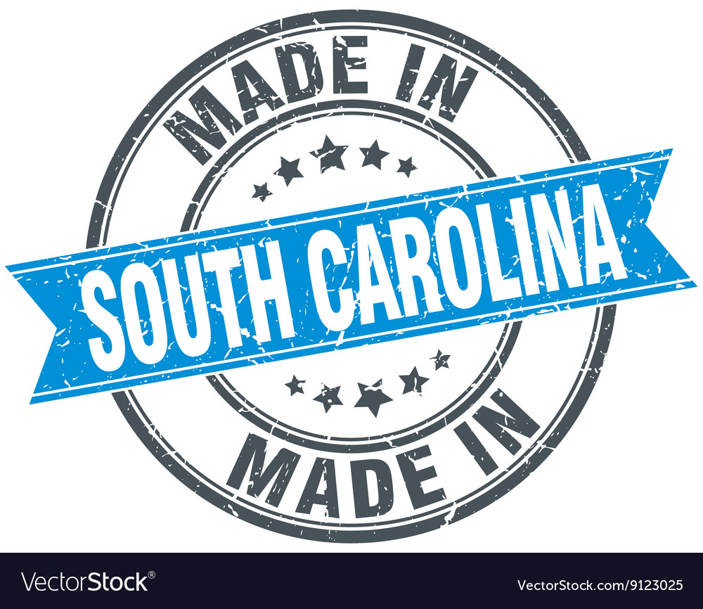 Made in south carolina blue round vintage stamp