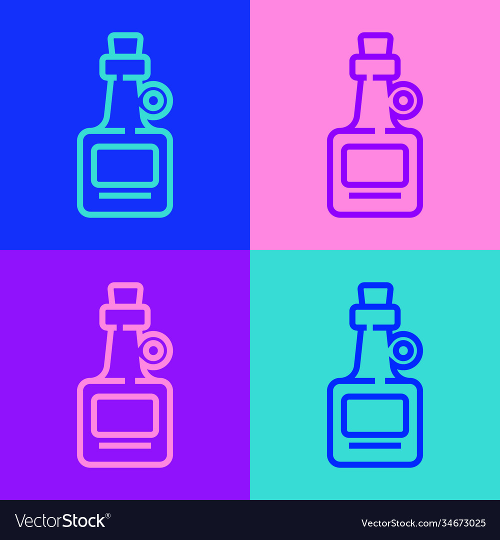 Pop Art Line Alcohol Drink Rum Bottle Icon Vector Image 1087