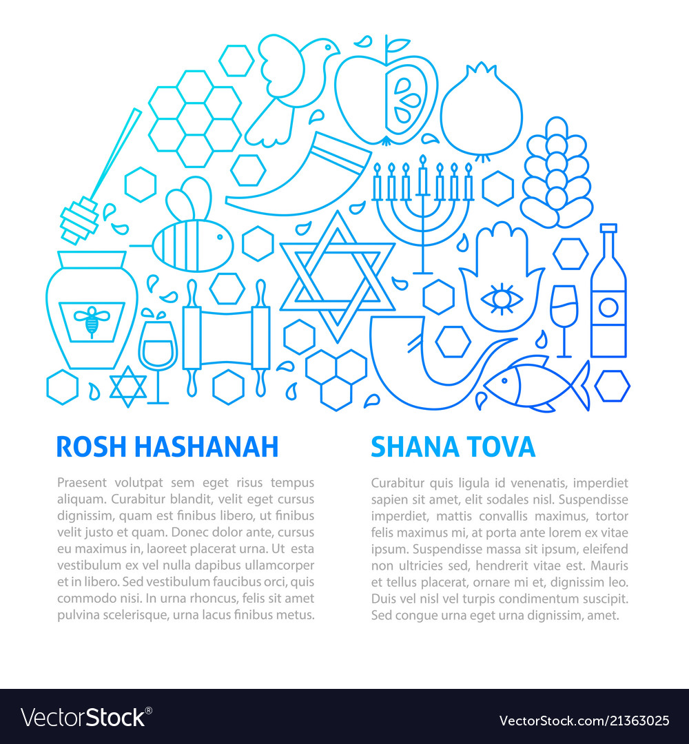 rosh hashanah line template shofar template