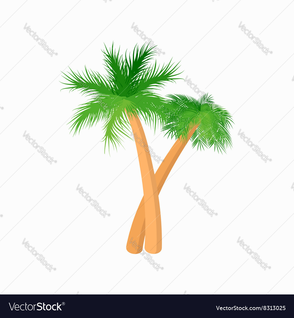 Two palm trees icon cartoon style Royalty Free Vector Image