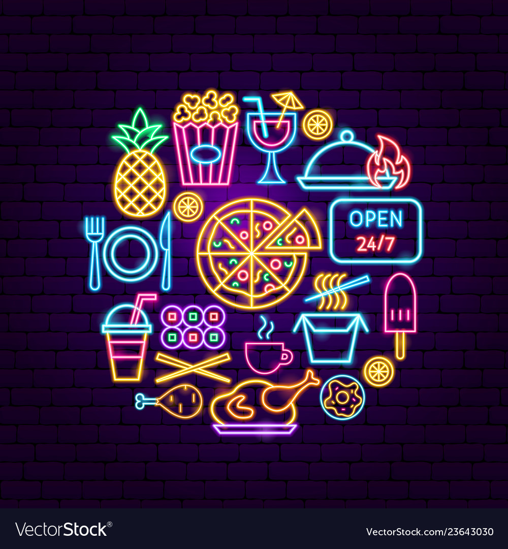 Fast Food Menu Neon Concept Royalty Free Vector Image