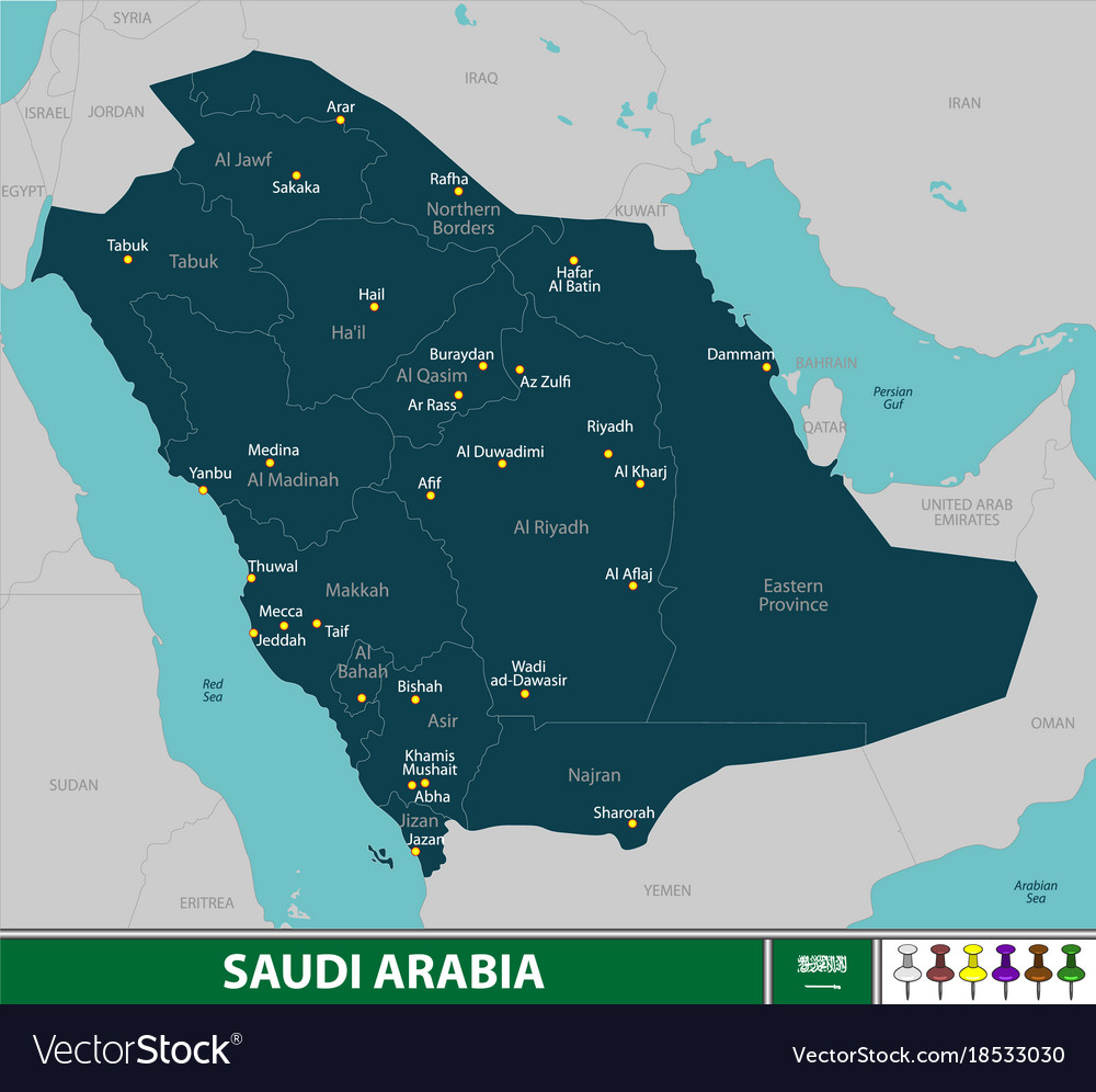 Al Kharj Location Map Map Of Saudi Arabia Royalty Free Vector Image - Vectorstock