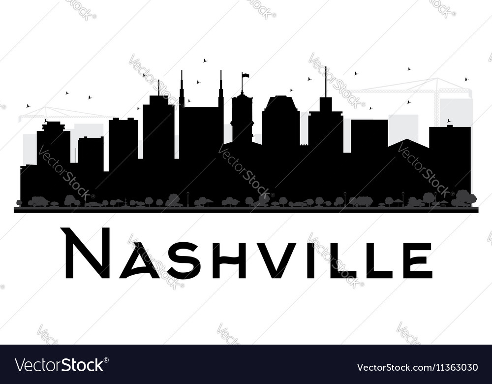 Nashville Skyline Outline Nashville City skyline black and white silhouette Vector Image