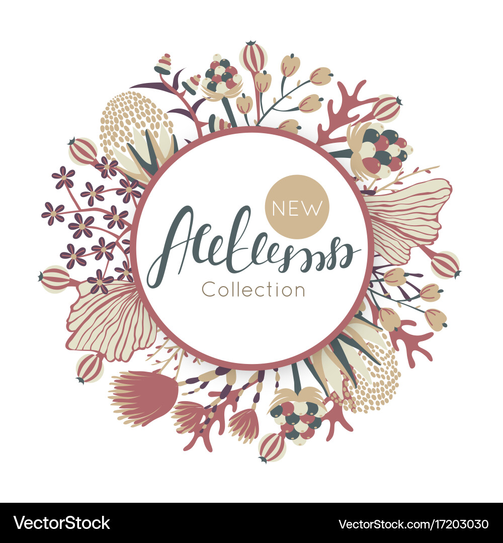 New autumn collection fall floral round frame Vector Image
