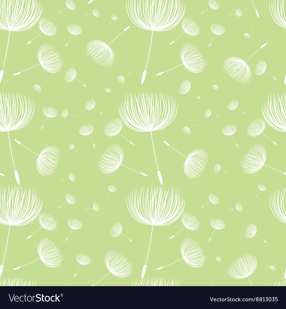 Abstract fluffy dandelion flower seamless pattern