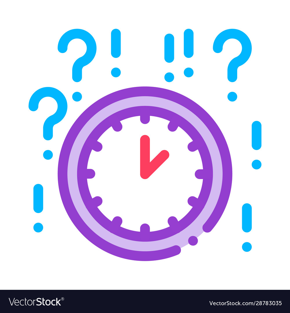 Clock and question mark icon outline Royalty Free Vector