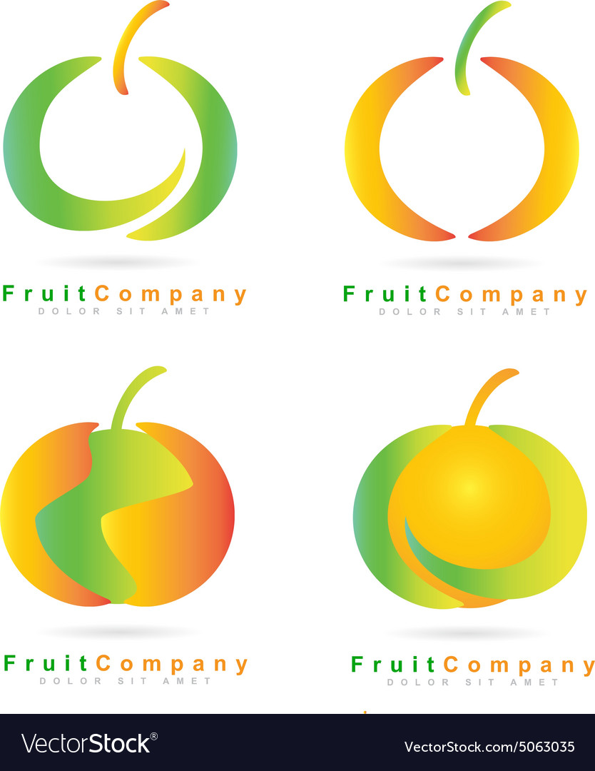 Colored fruit logo set