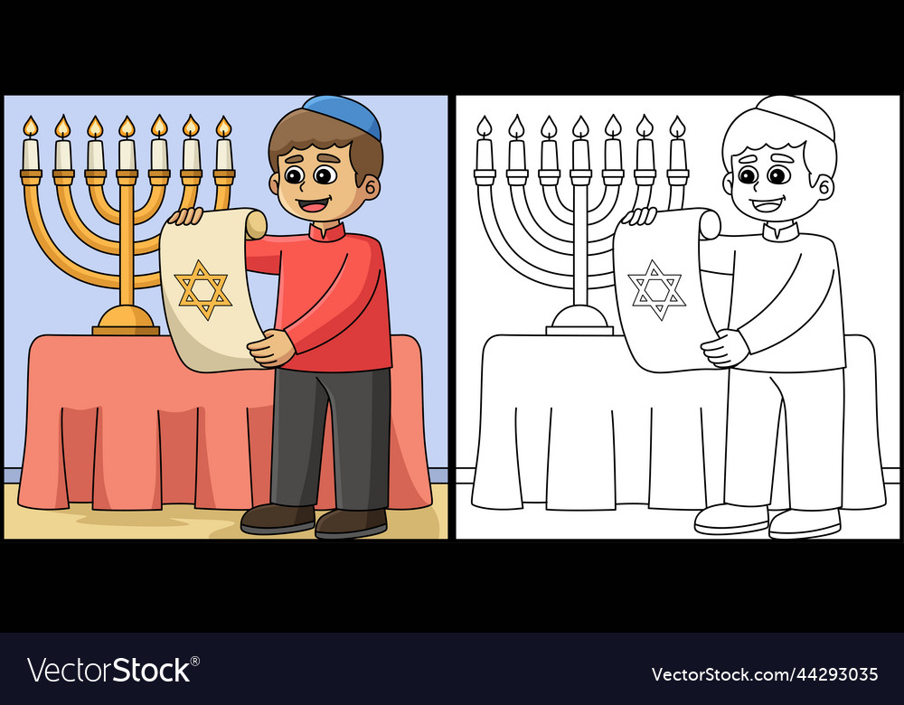 Hanukkah jewish with scroll coloring