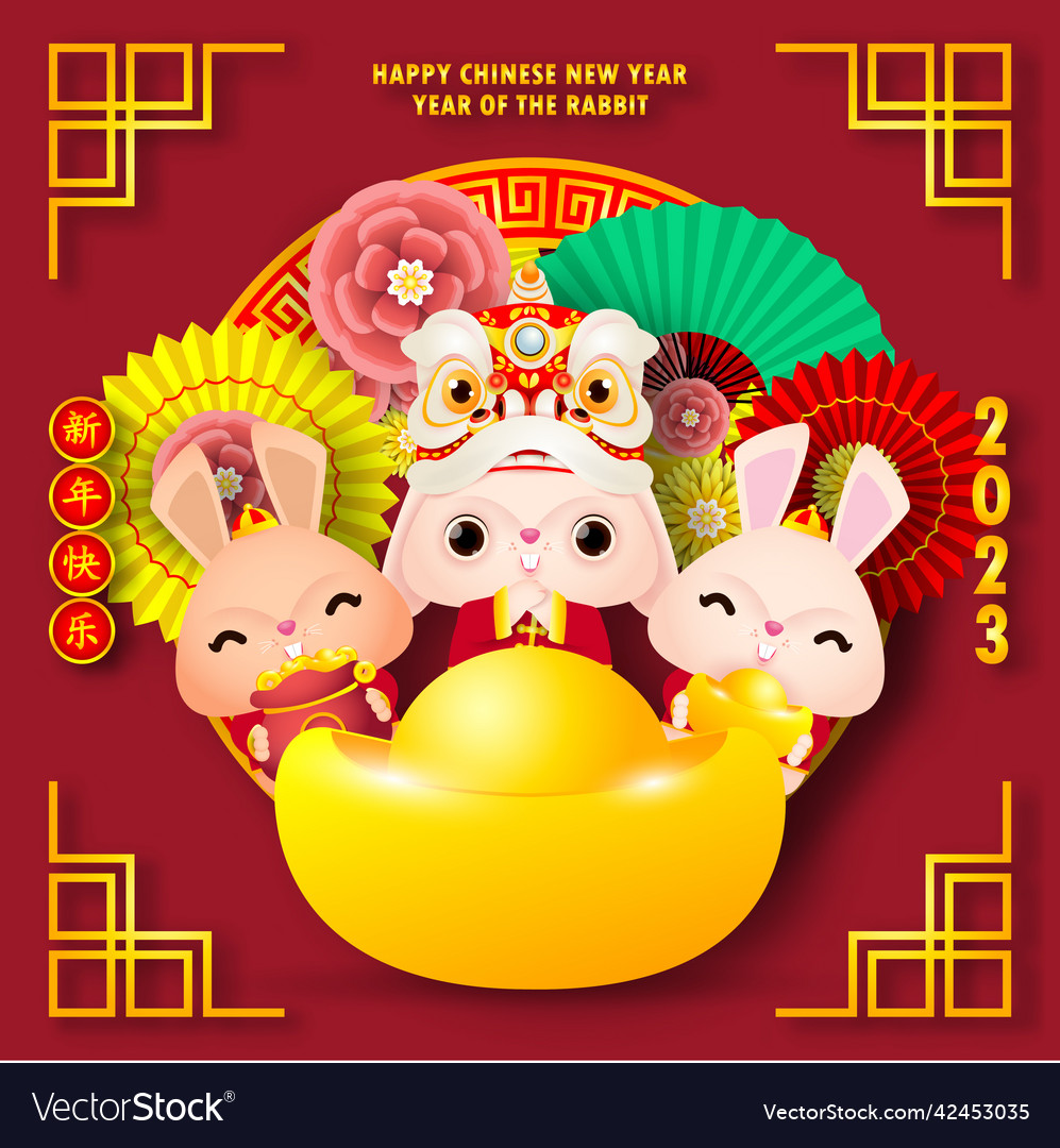 Premium Vector  Happy chinese new year 2023 year of rabbit