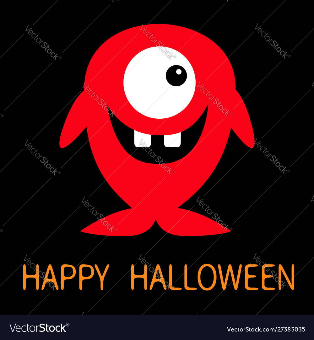 Happy Halloween Cute Red Monster Icon Cartoon Vector Image