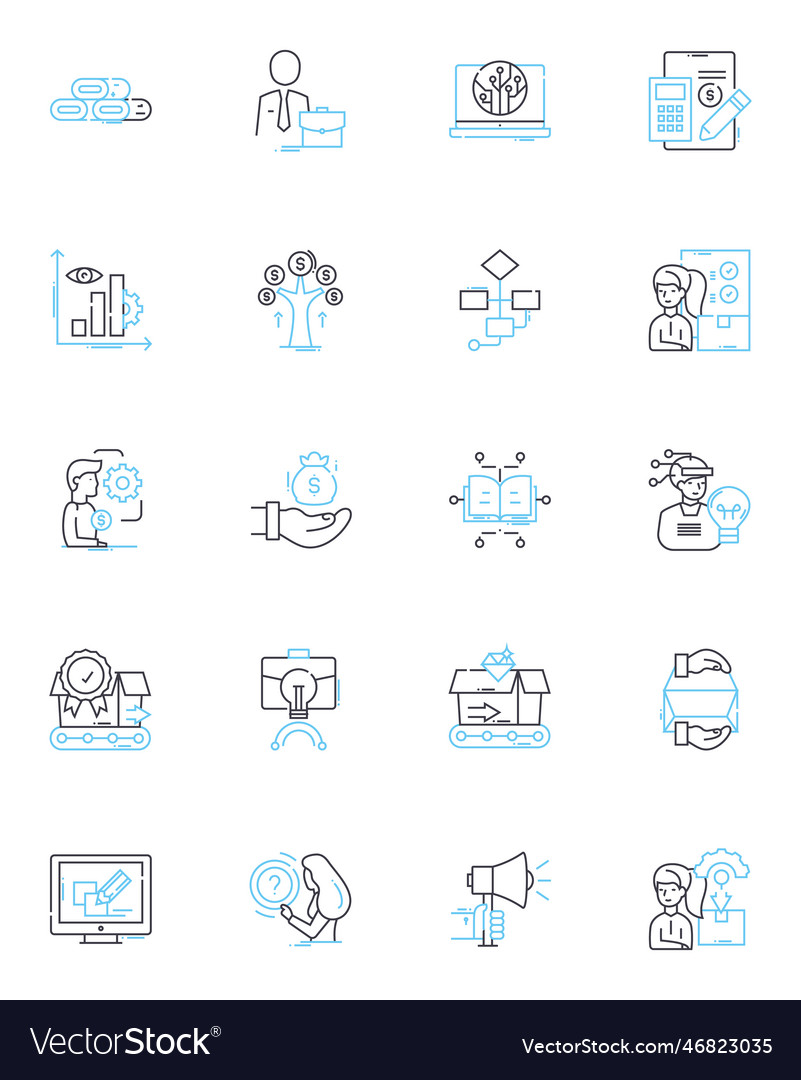 Program initiation linear icons set launch start Vector Image