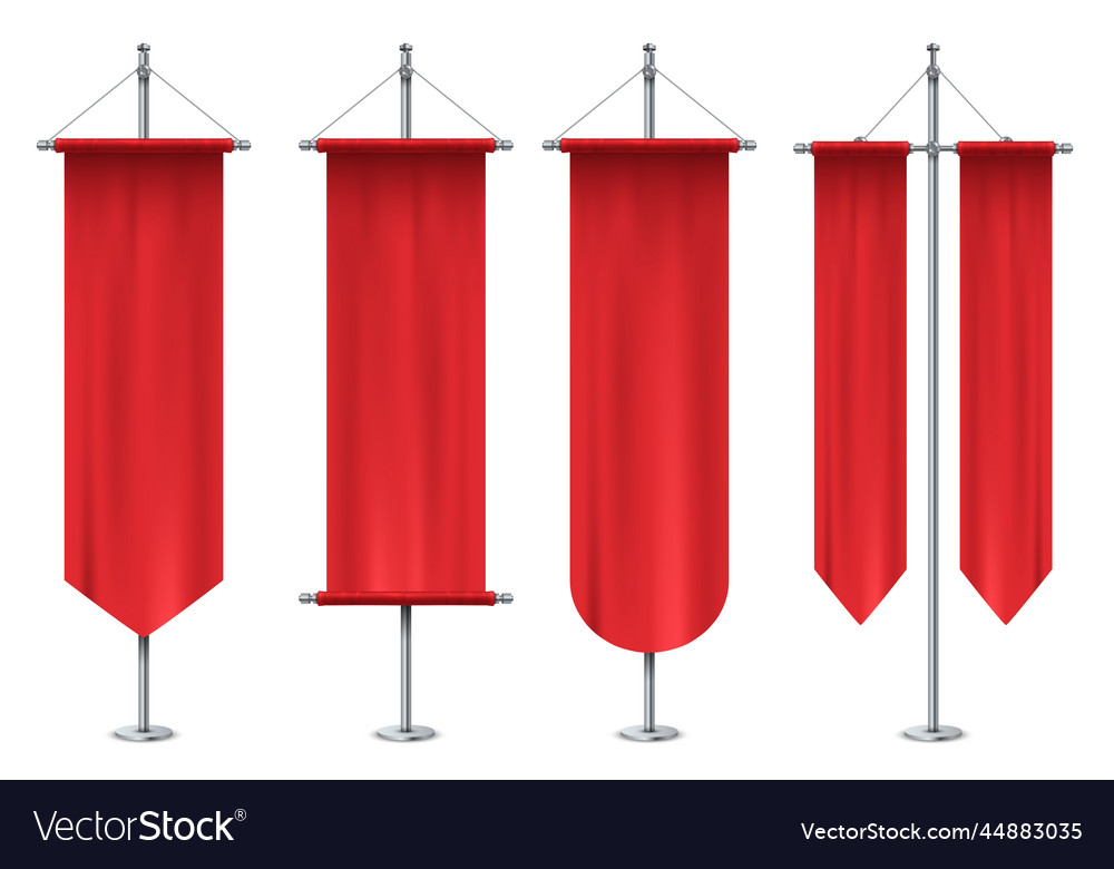 Red banners and flags on white background Vector Image