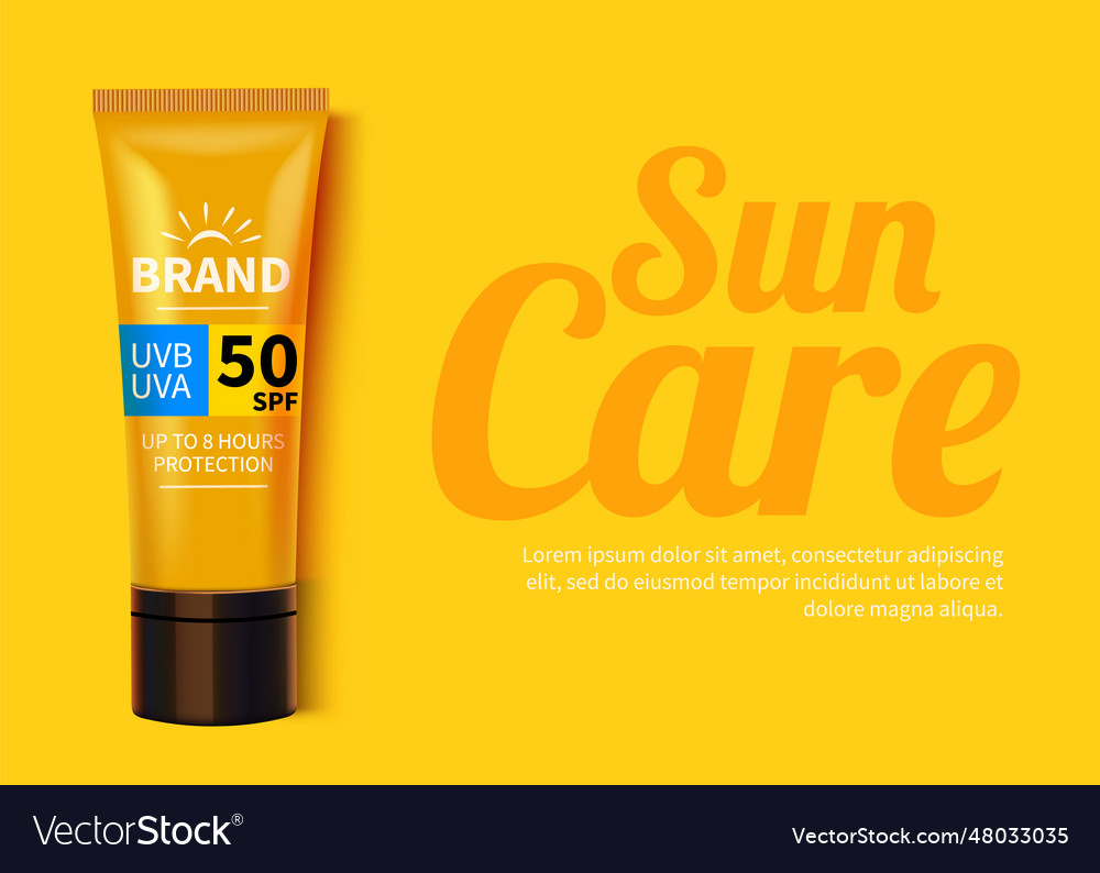 Sunblock ads template sun protection cosmetic Vector Image