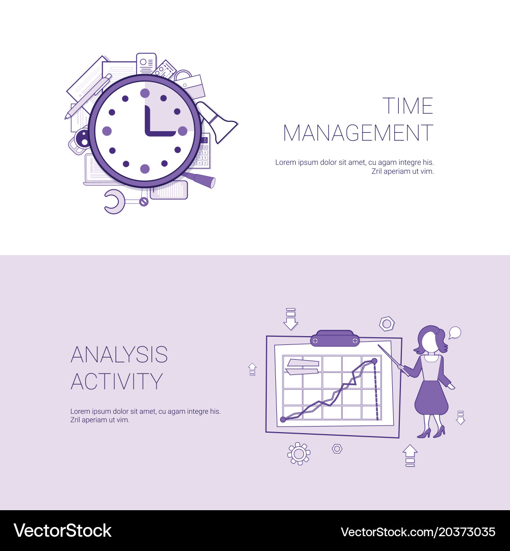Time management and analysis activity concept Vector Image