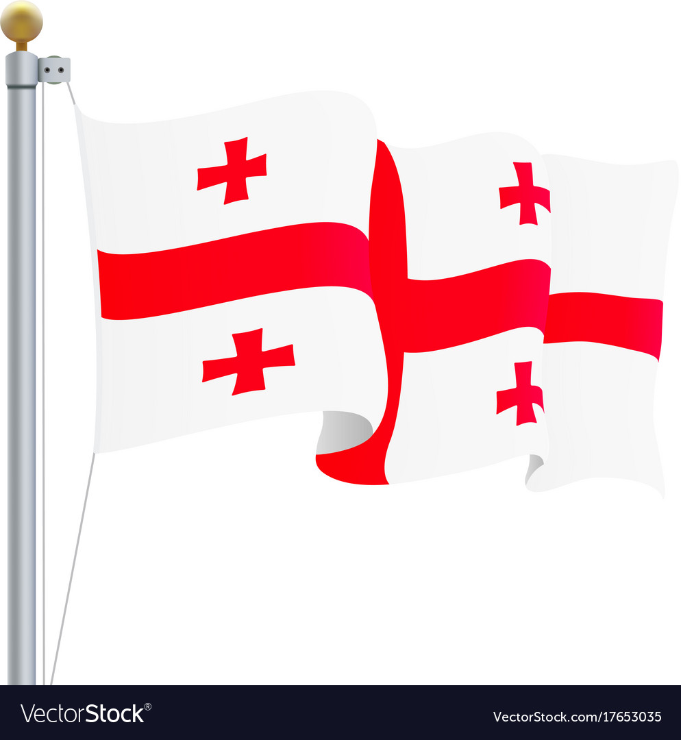 Waving georgia flag isoliert auf einem weißen Hintergrund