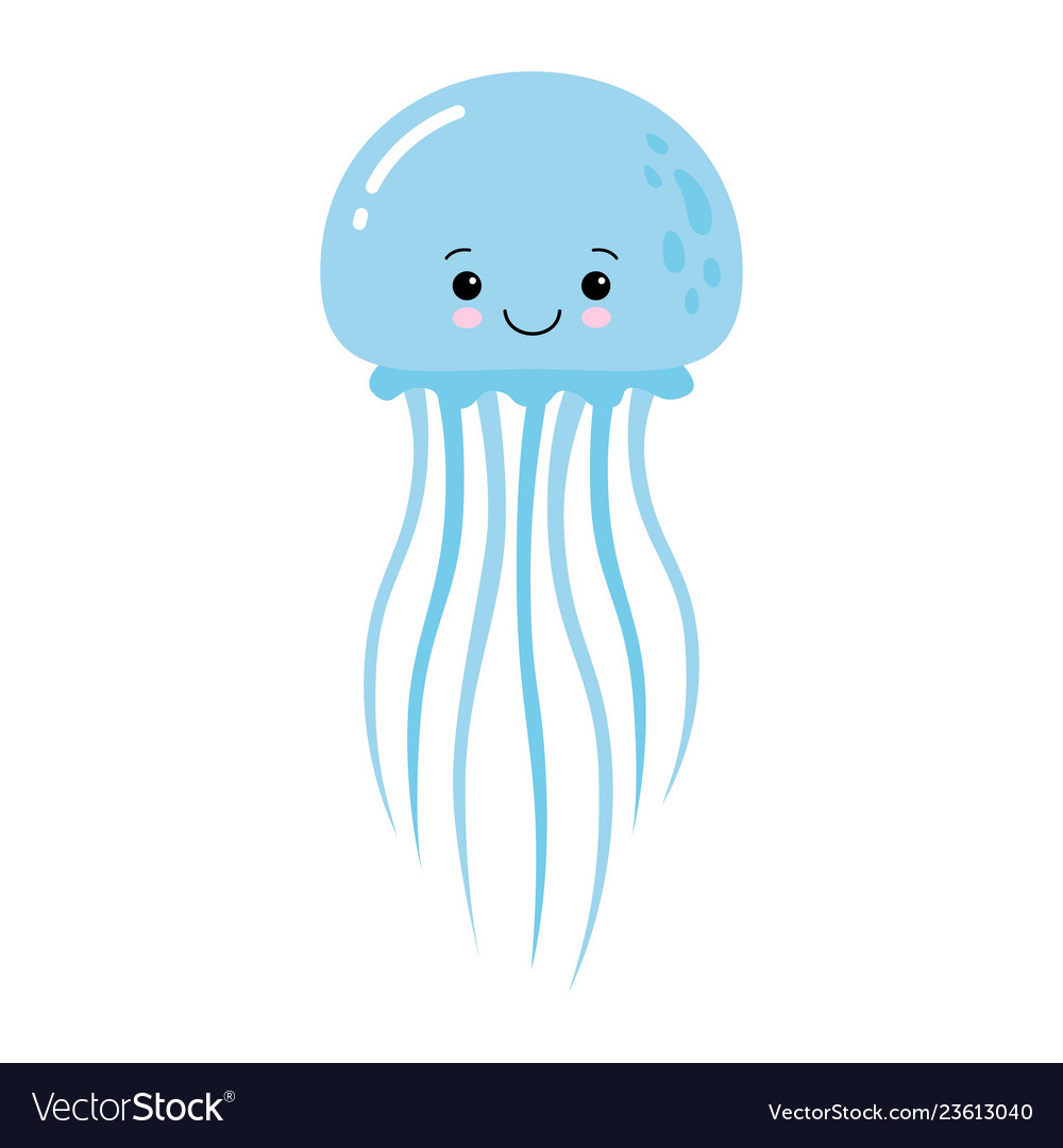 Download Cartoon funny blue jellyfish Royalty Free Vector Image