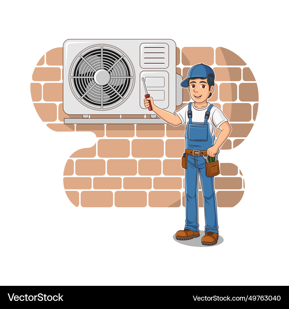 Hvac service cartoon character design Royalty Free Vector