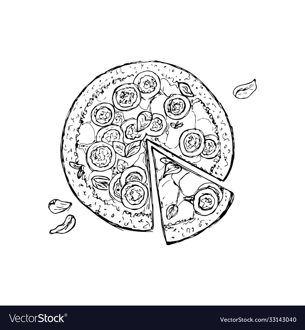 Pizza sketch style Royalty Free Vector Image - VectorStock