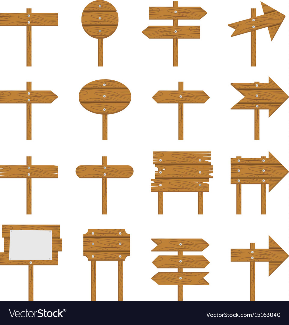 Wooden signboards wood arrow Royalty Free Vector Image