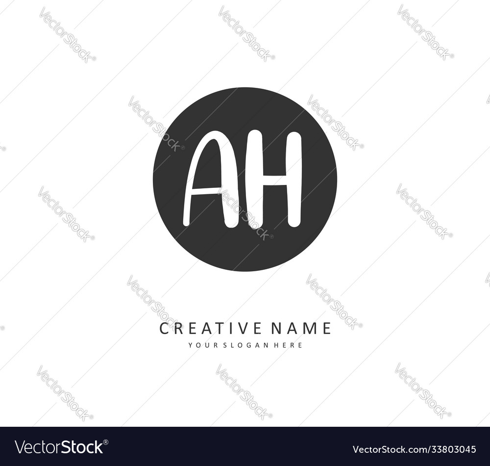 A H Ah Initial Letter Handwriting And Signature Vector Image