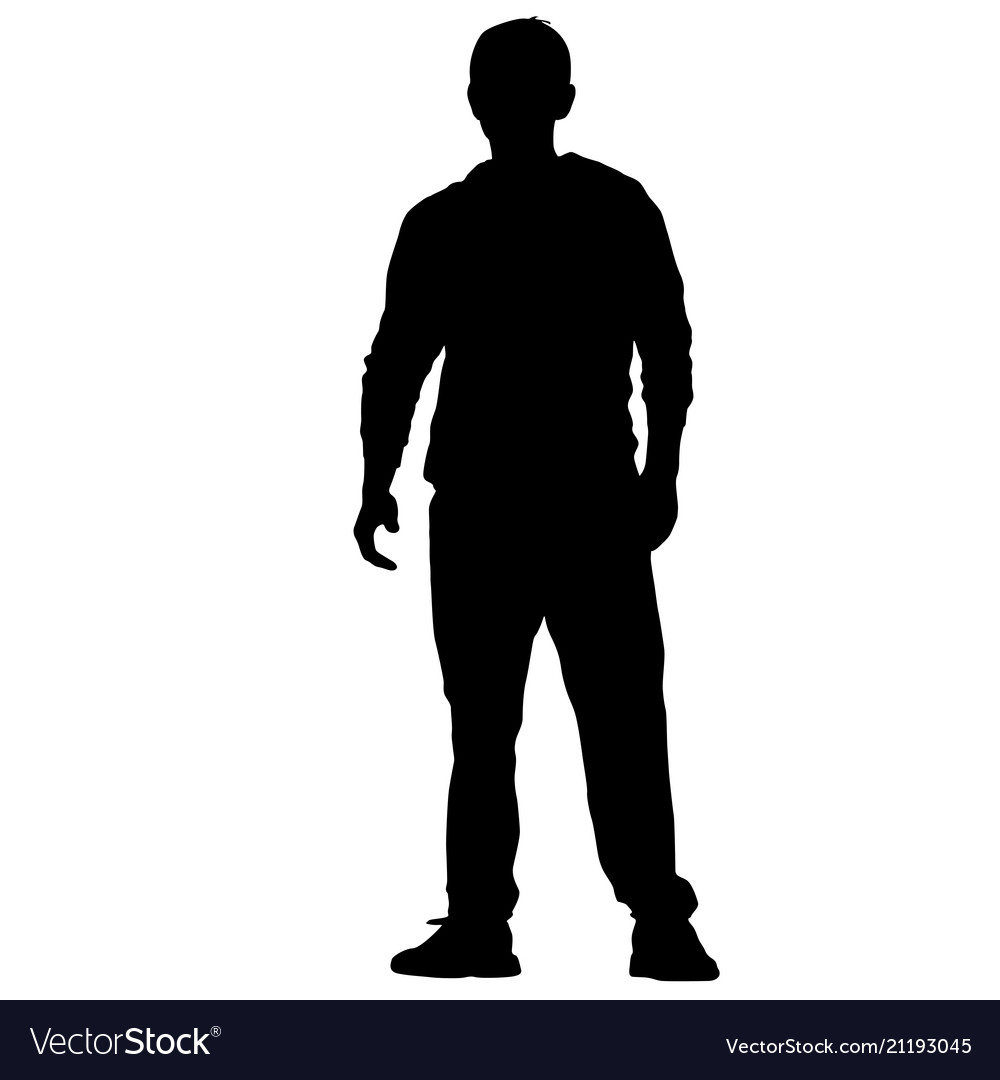 Download Black silhouette man standing people on white Vector Image