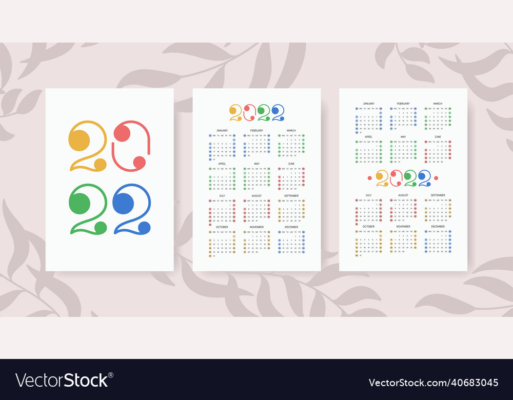 Calendar 2022 year set template collection