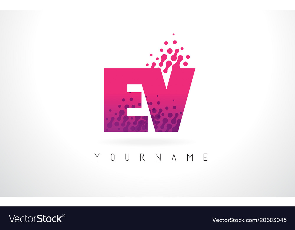 Ev e v letter logo with pink purple color