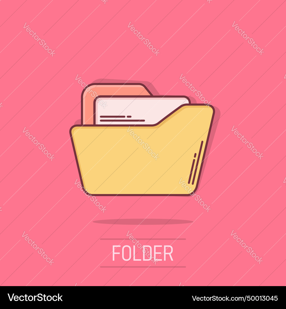 File folder icon in comic style documents archive Vector Image