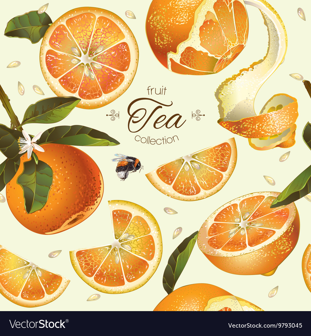 Orange tea seamless pattern