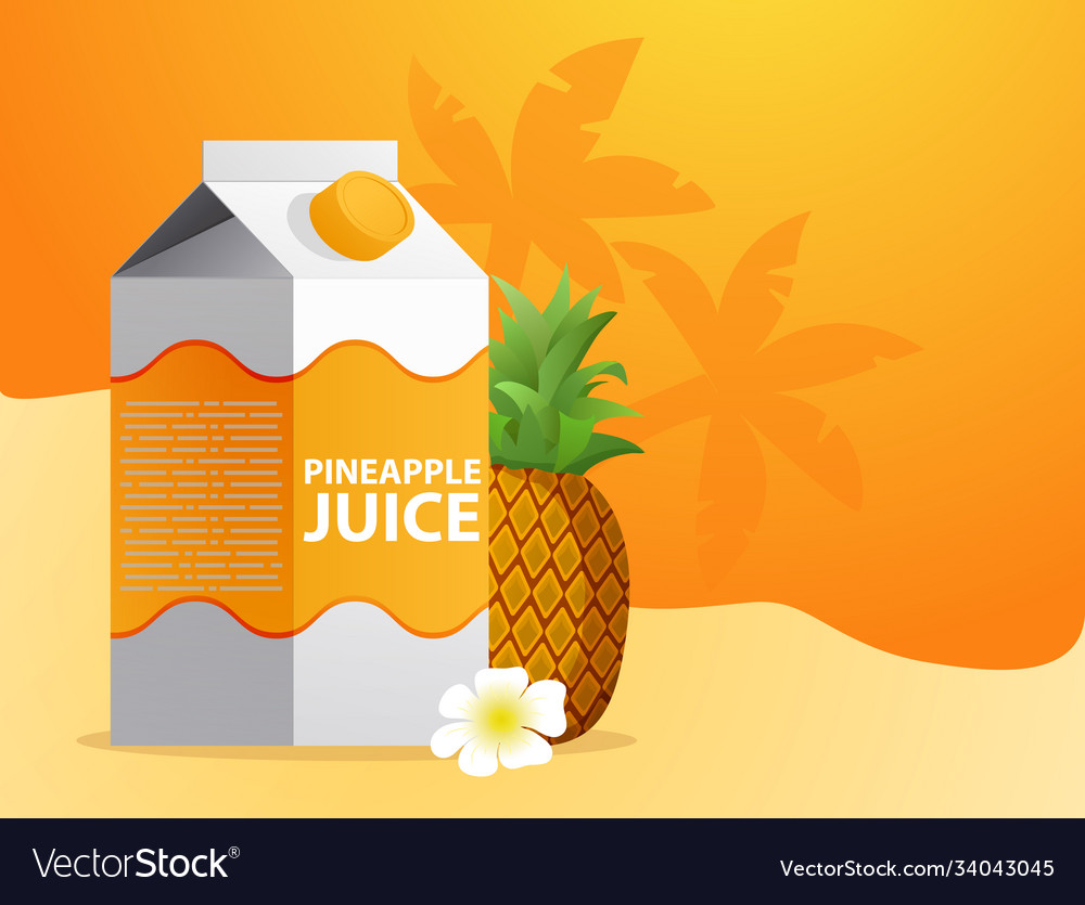 Pineapple juice packaging in a cardboard box