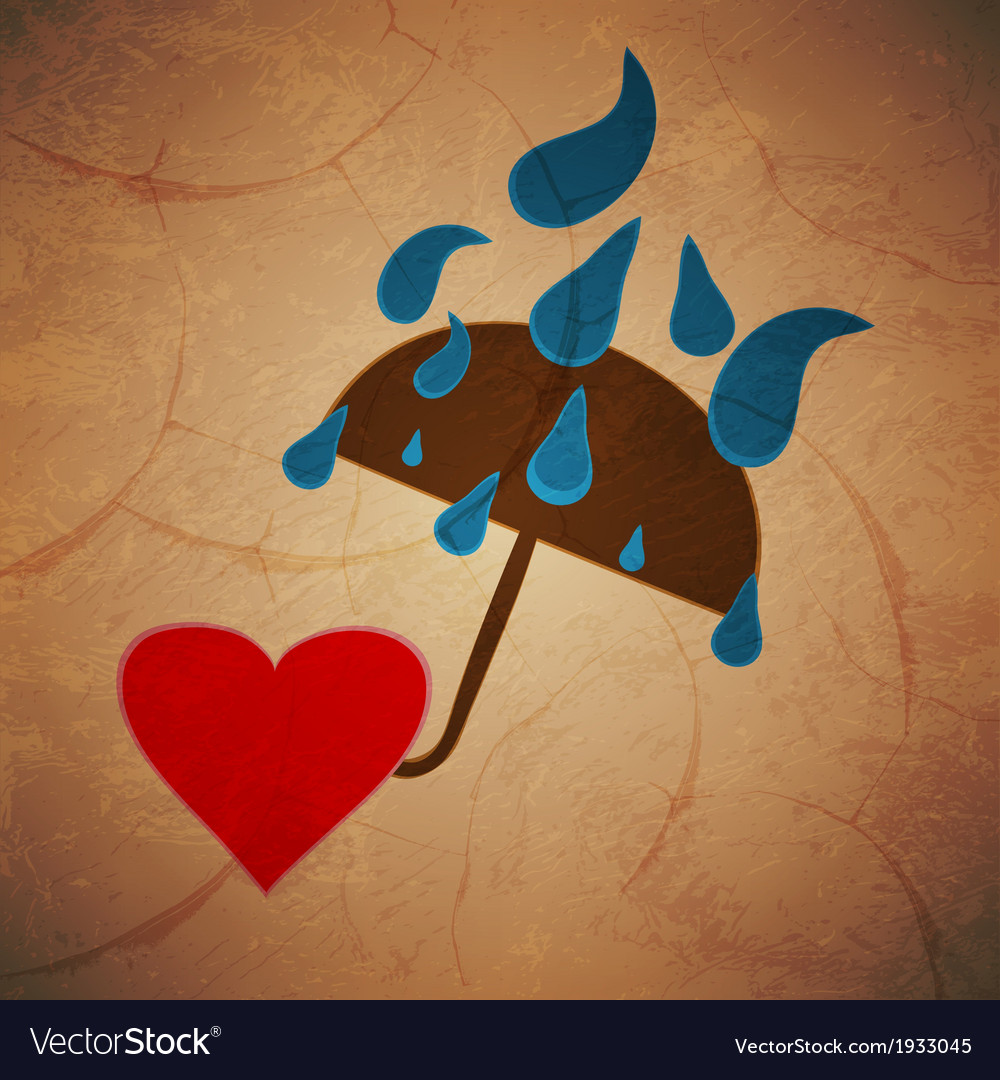 Rain umbrella with a heart background