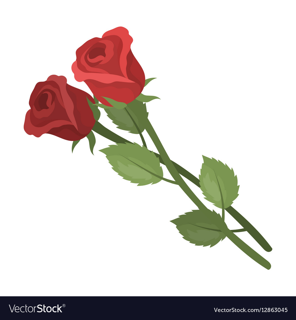 Two roses icon in cartoon style isolated on white