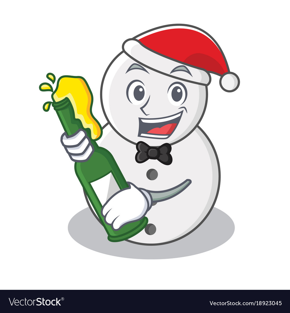 With beer snowman character cartoon style Vector Image