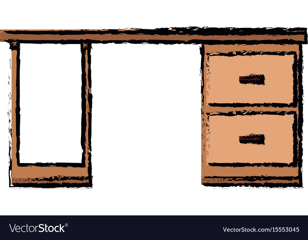 Wooden Desk Drawers Handle Furniture Office Vector Image
