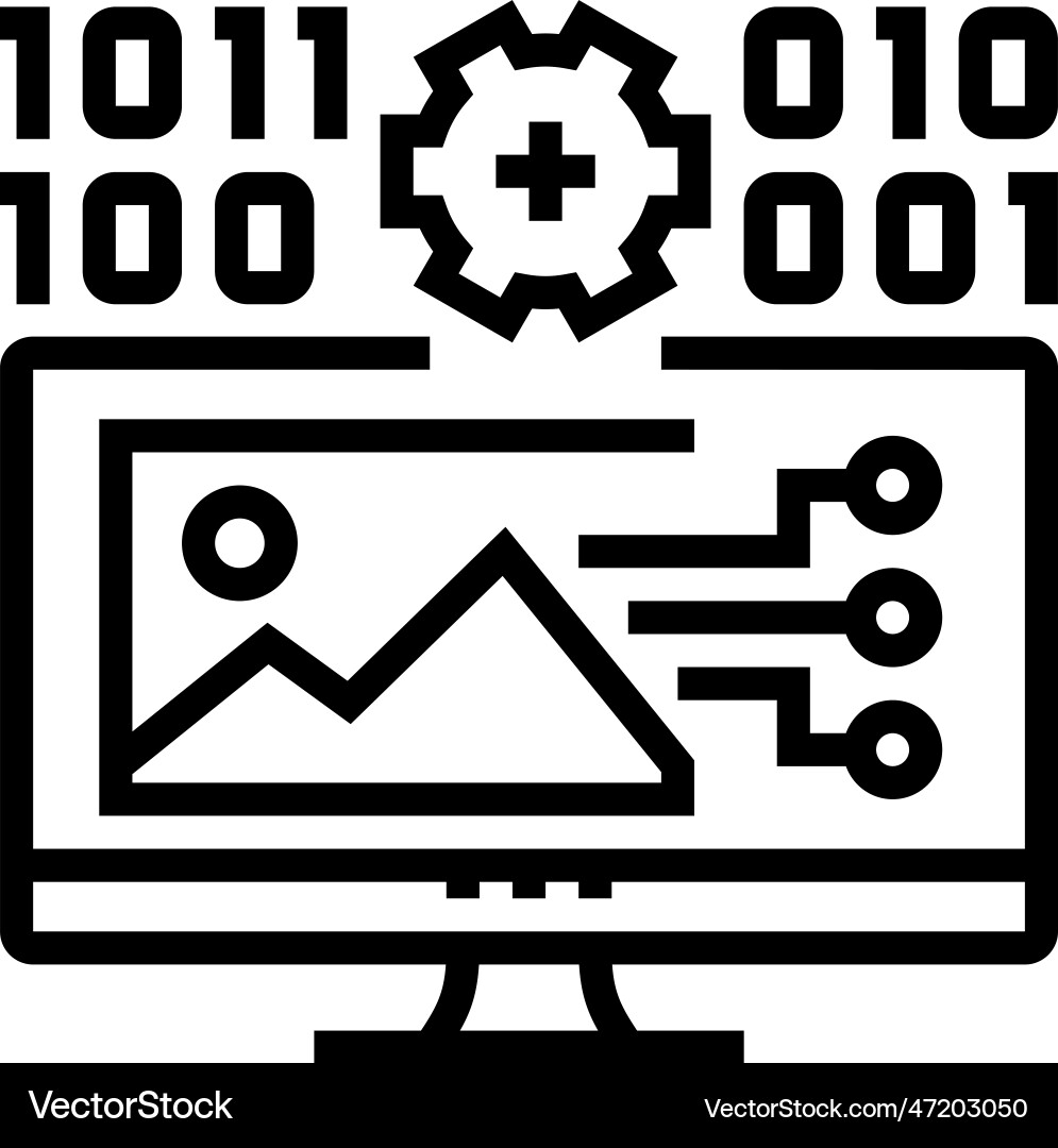 Ai Image Generation Future Technology Line Icon Vector Image