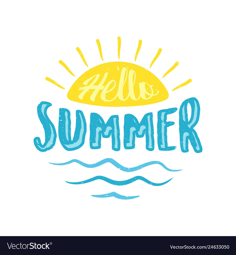 Hello Summer time wallpaper, fun, party, background, picture, art, design,  travel, poster, event. Stock Vector