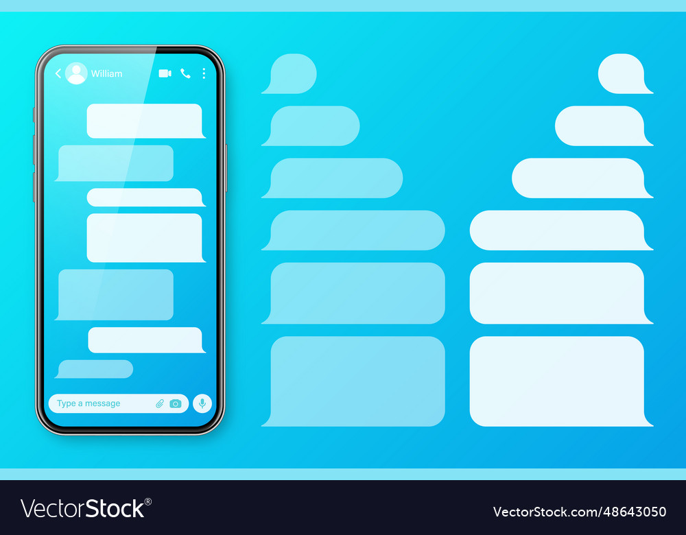 Realistic smartphone with messaging app Royalty Free Vector