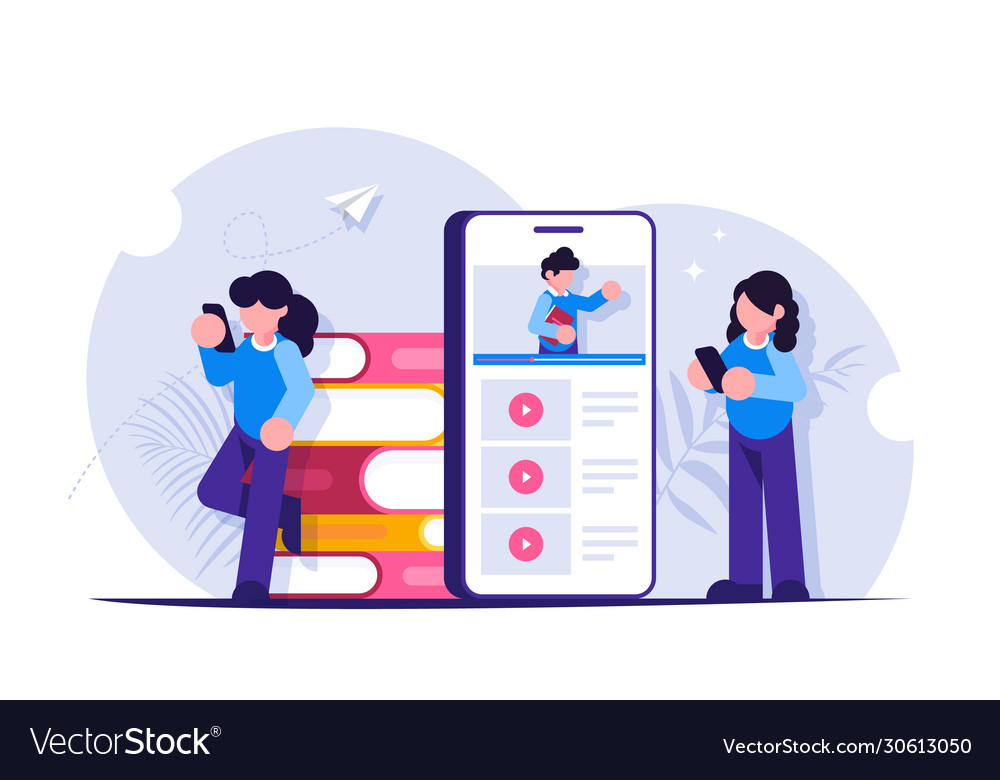 Students study curriculum remotely browsing Vector Image