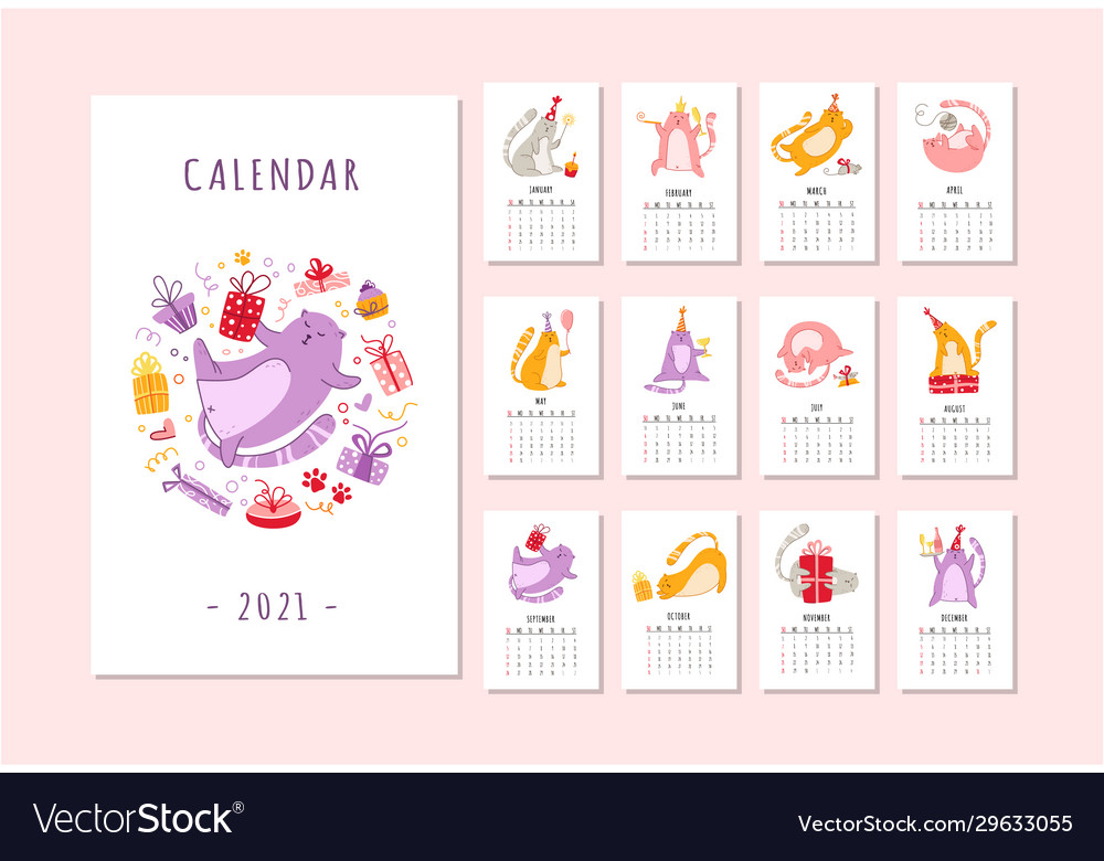 Cats birthday party calendar