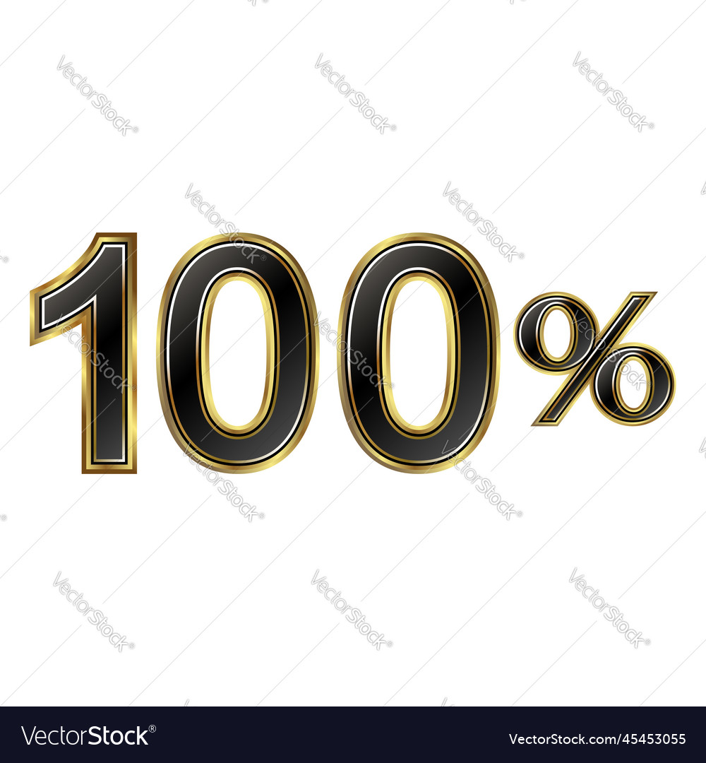 Discount minus 100 percent golden shiny numbers Vector Image