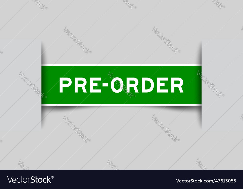 Green color square label sticker with word pre