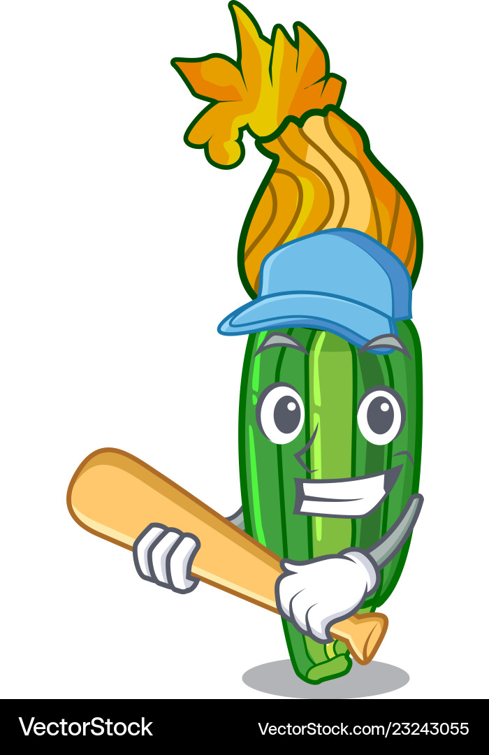 Playing baseball zucchini flowers obtained Vector Image