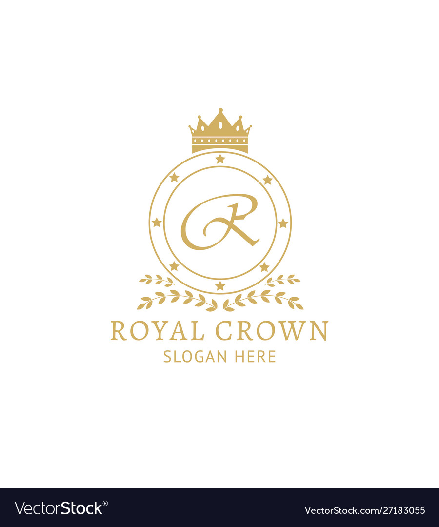 Royal crown logo template - golden badge with Vector Image