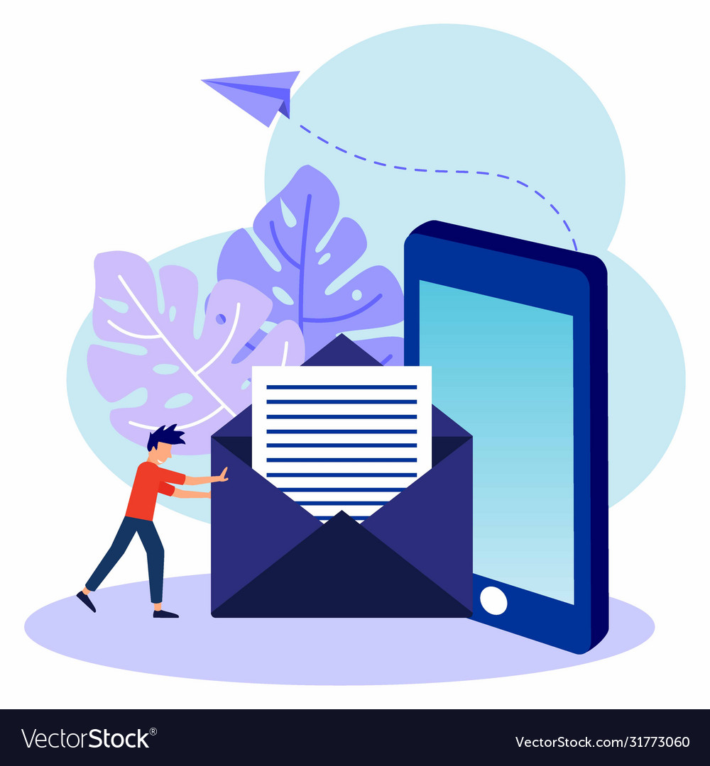 Envelope containing letters inside a smartphone Vector Image