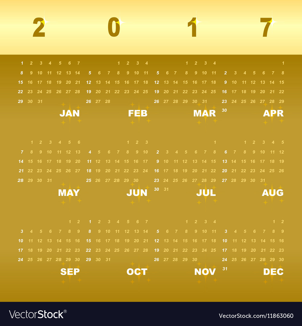 Gold Grußvorlage 2017 Kalender