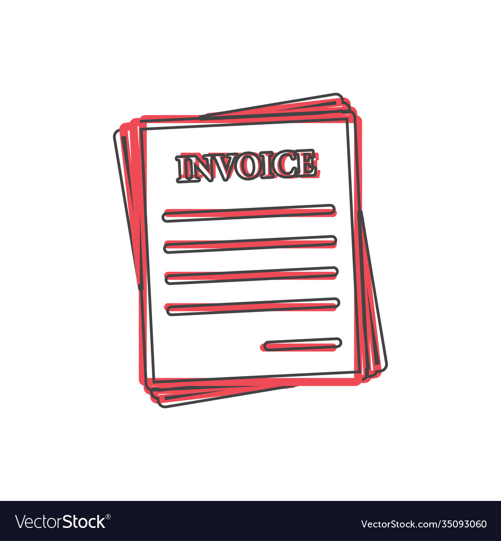 Invoice icon accounting document on cartoon style