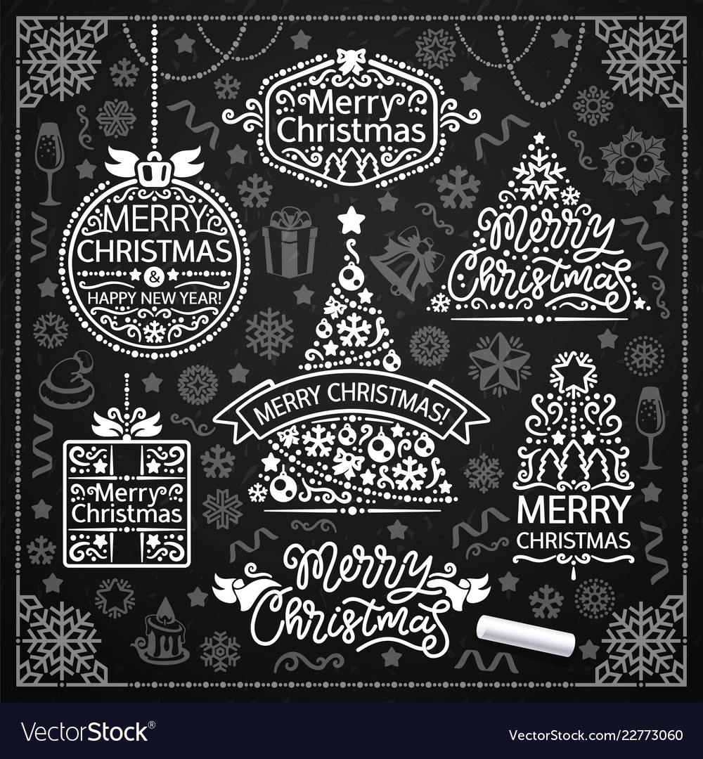 Merry christmas design with chalk word art Vector Image